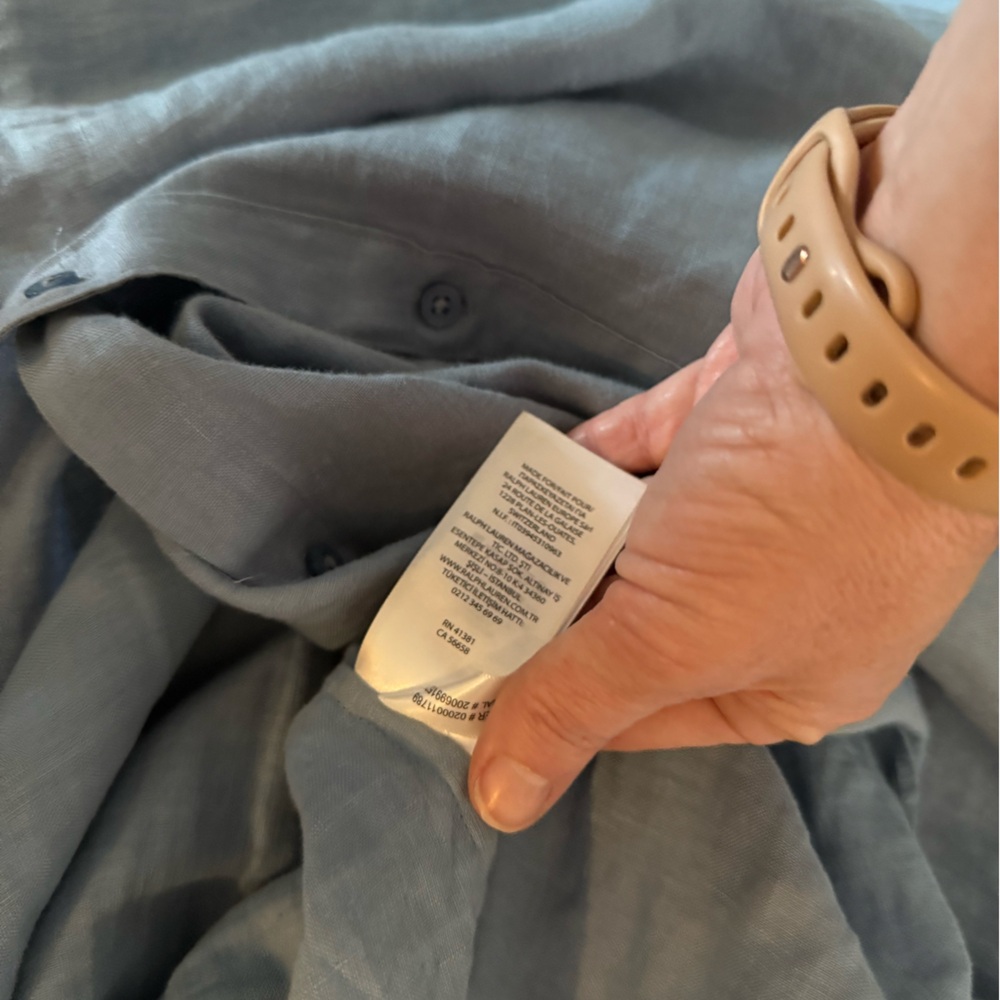 Ralph Lauren NWT❗️Button Down Linen Top Light Blue Short Sleeve Button-Up Shirt - Picture 7 of 9